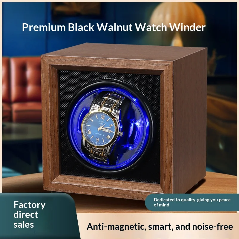 Black walnut single watch automatic mechanical watch stop watch case rotating dial indicator shaking indicator suitable for both