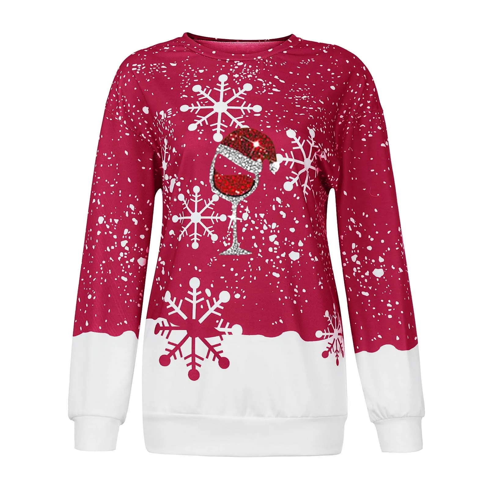 Merry Christmas Print Sweatshirt Women O-Neck Sweater Xmas Fashion Print Long Sleeve Pullover Autumn Ladies Sweatshirt Top Wear