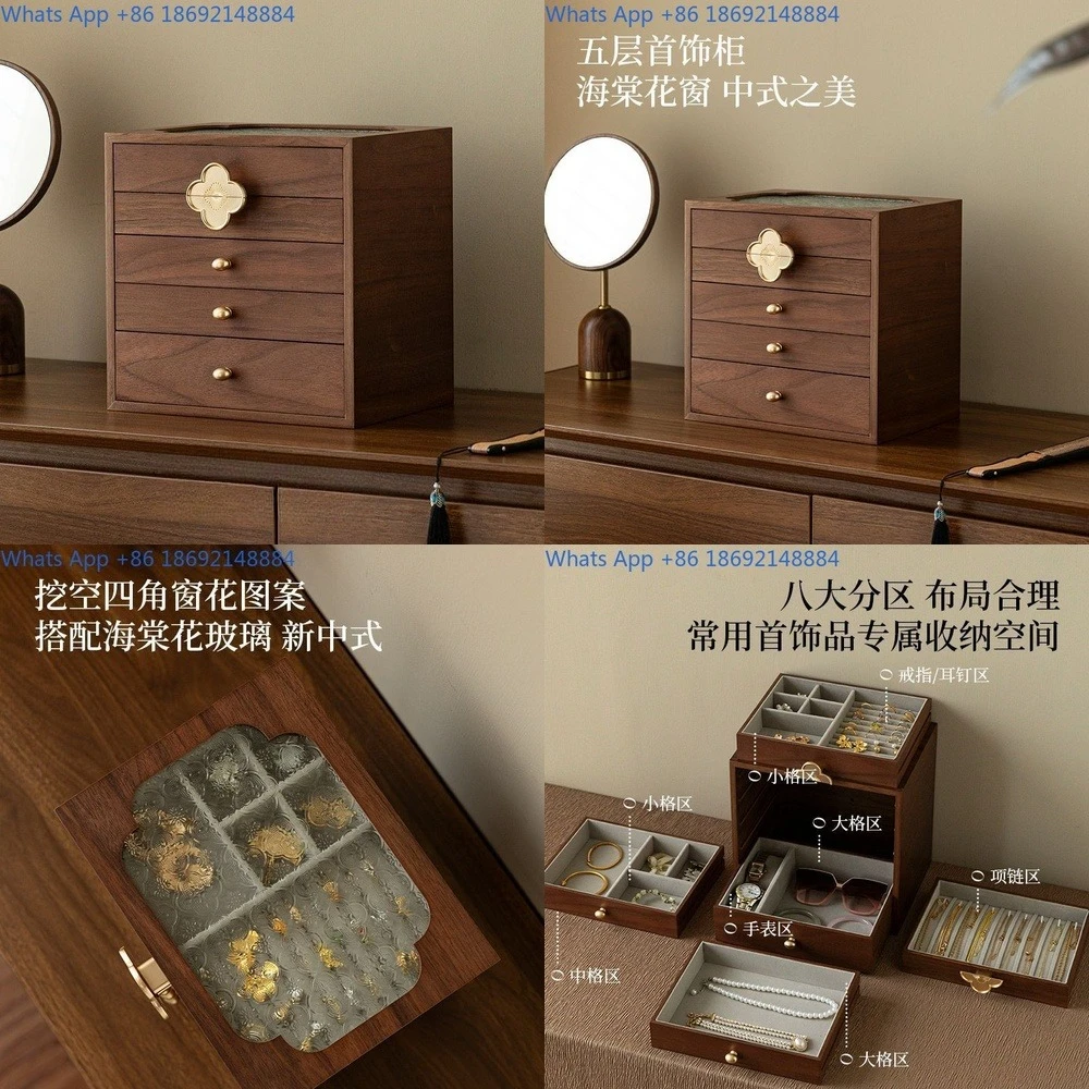 

Wooden Jewelry Box Dustproof Large Capacity Elegant Storage Case 2025 New Arrival Gift for Valentine