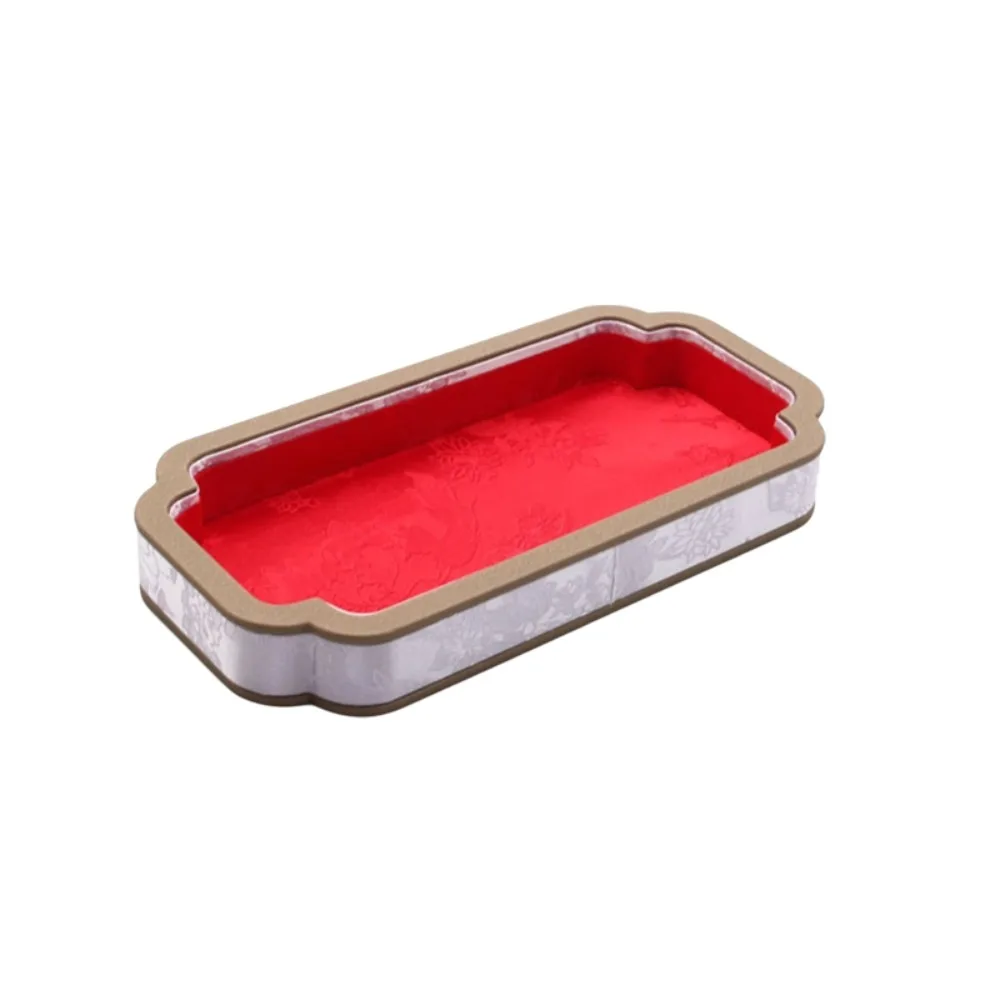 Chinese Vintage Court-Style Jewelry Storage Tray Flower Pattern Rectangular Jewelry Display Tray Satin Surface Jewelry Showcase