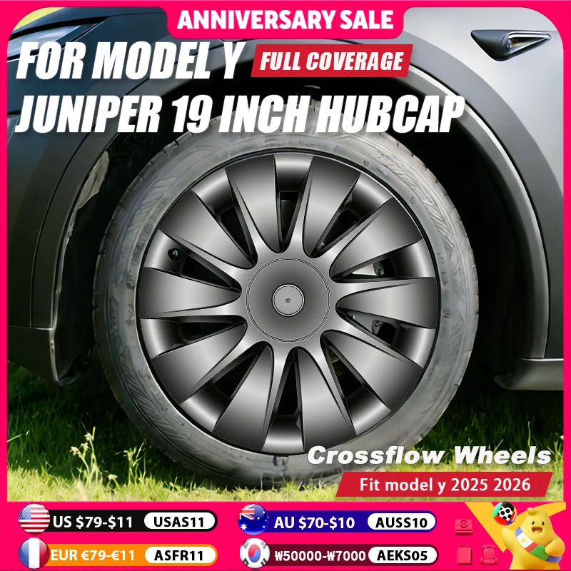 

Комплект из 4 колпаков для колес Tesla Model Y Juniper, 19 дюймов, для версии Performance 2026, полноразмерные, для полноприводных моделей, аксессуары для замены колпаков колес 2025