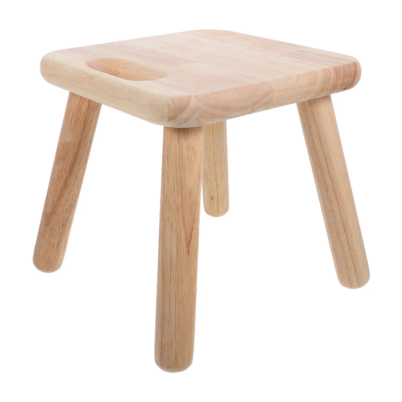 Wooden Small Step Stool Portable Handle Solid Square Bedside Step Foot Rest Under Desk Rustic Home Stool Wooden Desk Footstool