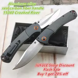 JUFULE Crooked River 15080 Carbon Fiber Aluminium 9Cr18MoV Copper Washer Camp Hunt Pocket Tactical Tool Folding Utility Knife