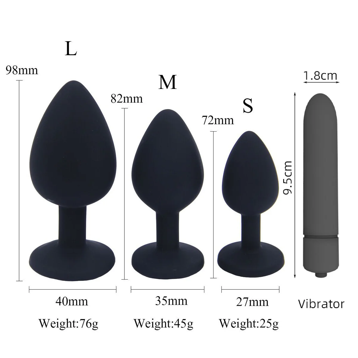 

S/M/L Silicone Anal Plug Dildo Bullet Vibrator Butt Plugs Prostate Massager Anal Masturbating Trainer Sex Toys For Women Men Gay