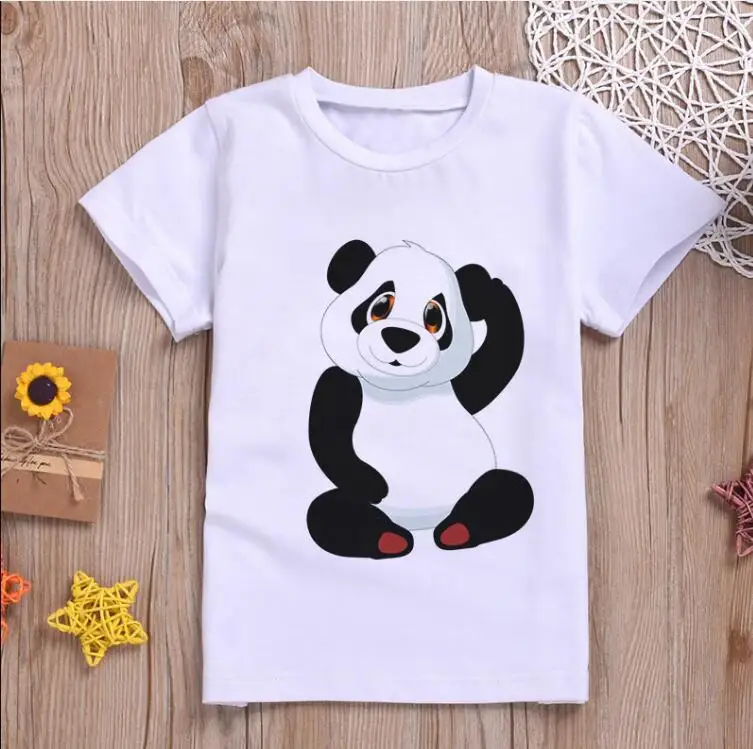 Kinderen Kleding Cartoon T-shirt Voor Kinderen Zomer Top Tees Jongens Meisjes Nieuwigheid Panda Zoete T-shirt O-hals Unisex