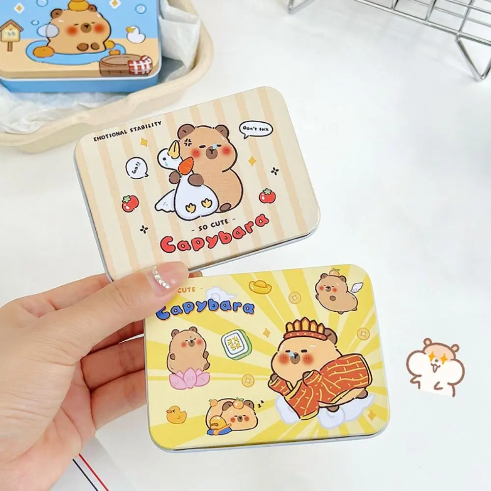 Candy Jewelry Capybara Storage Box Cartoon Pattern Large Capacity Small Tin Box Tinplate Cards Photos Peripherals