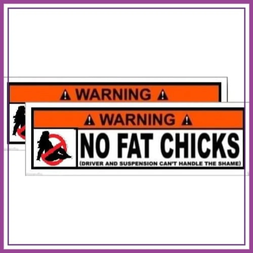 

2pcs Warning No Fat Chicks JDM Sticker Decal Vinyl 4.25x1.25 in for Car Laptop Motorcycle Smooth Surface