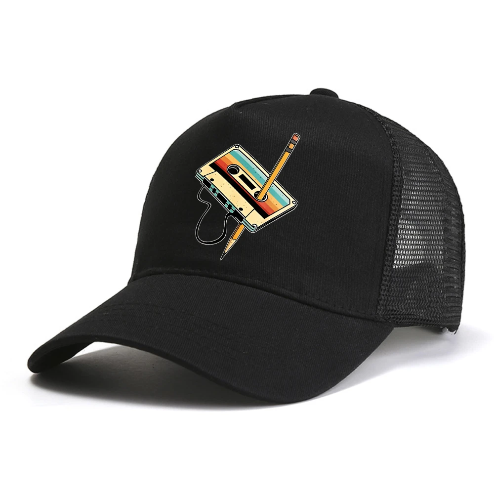 80s Cassette Tape Music baseball cap Vintage Design Unisex breathable Baseball Cap Casual Outdoor Adjustable mesh visor Hat