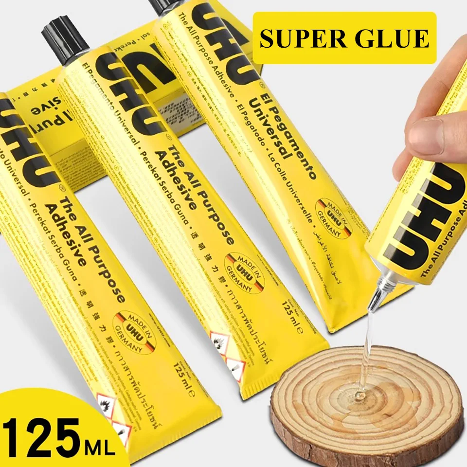 UHU Glue Strong transparent multi-purpose glue Glass metal leather paper plastic ceramic model glue DIY handmade shoe glue uhu