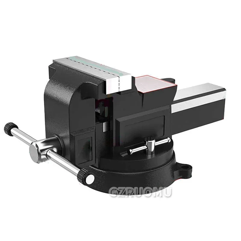 6/8 Inches Heavy Duty Bench Vise 360° Double Swivel Rotating Vise Head/Body 60M Deep Throat for Clamping Fixing Equipment