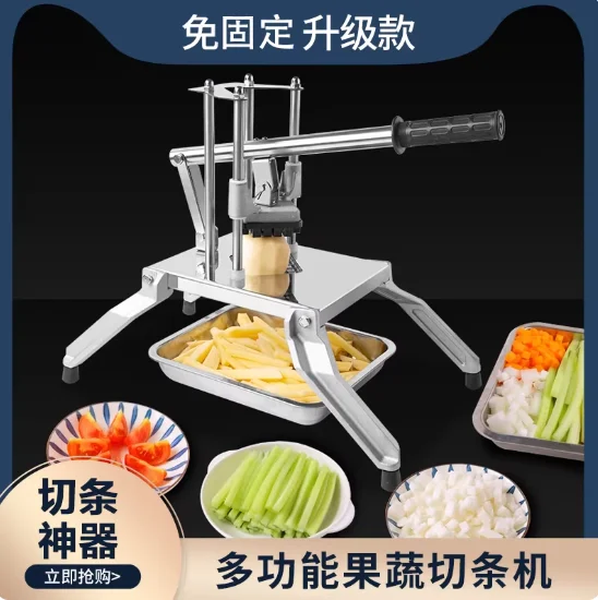 Potato Cutter for Commercial Use - Slices Potatoes, Cucumbers, and Radishes Push-and-Press Strip Cutter