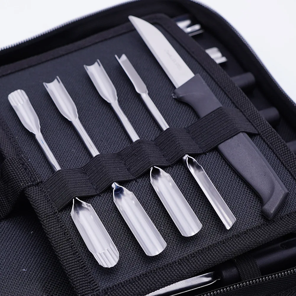 LTZFTL 46ชิ้น/เซ็ตผลไม้ผักแบบพกพาอาหาร Chisel Kitchen ตัดชุดเครื่องมือแกะสลักแกะสลัก Chiseling ชุดเครื่องมือกระเป๋า