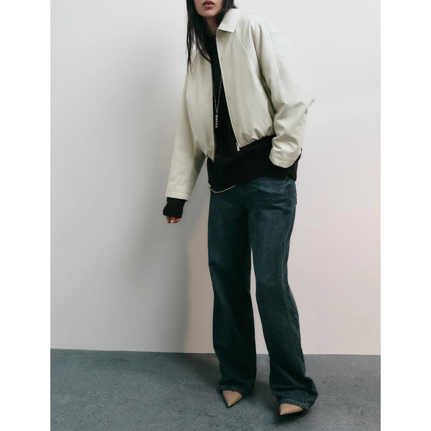 Abrigo informal Sle de piloto Jaet para mujer, abrigo largo con cremallera de piel sintética con cuello levantado, prendas de vestir exteriores de fibra de poliéster