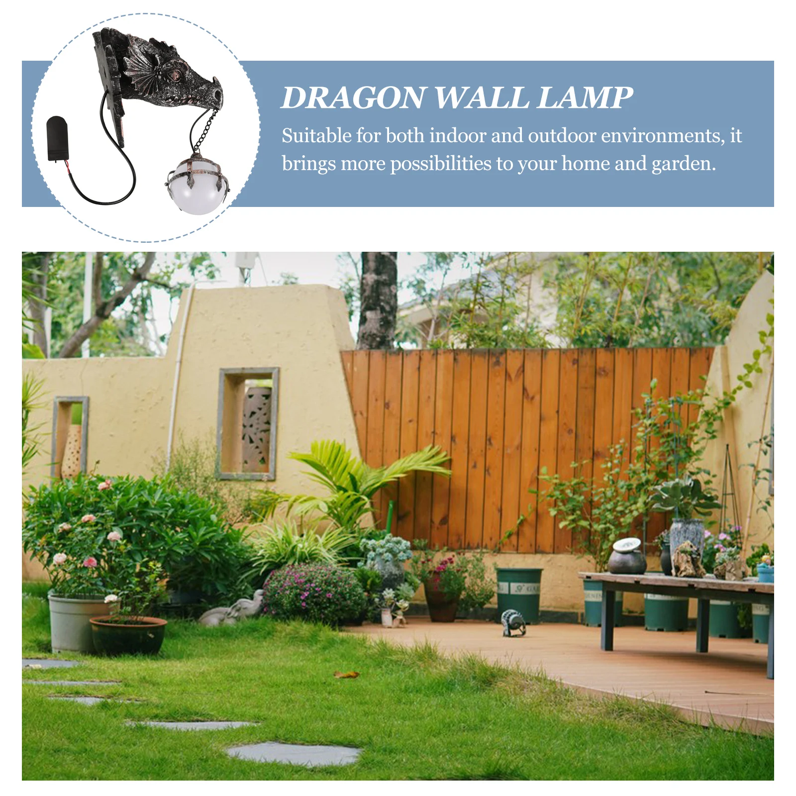 

Dinosaur Head Dragon Wall Lamp Resin Night Light Dark Grey Pendant Garden Bedroom Decoration Light Fixture Sconce
