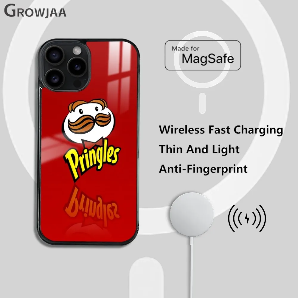 Вкусные картофельные чипсы P-Pringles для iPhone 16, 15, 14, 13, 12, 11 Pro Max Plus Mini Magsafe Mirror, беспроводной магнитный чехол