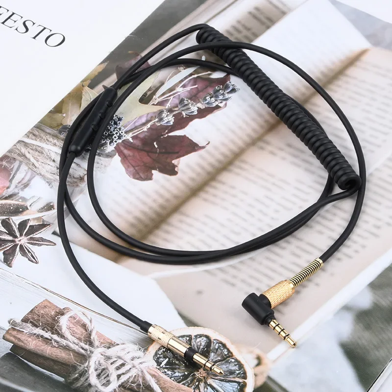 

Plug and Play High quality audio cable For Philips SHP9500/9600 Headset 3.5mm to 3.5mm plug with microphone spring wire ，