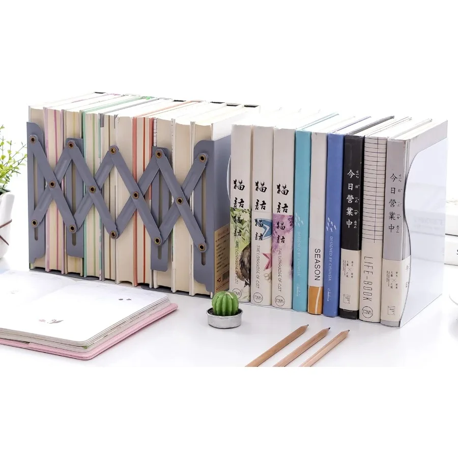Heavy Duty Adjustable Metal Bookends for Securely Holding Heavy Books and Binders on Bookshelves or Desktops Non-Slip Design Id