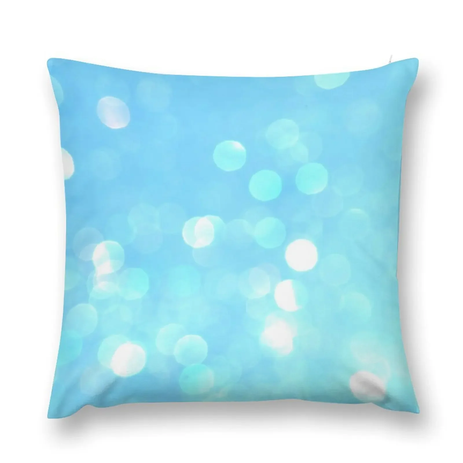 Aqua Blue Bokeh Throw Pillow bed pillows ornamental pillows for living room Custom Cushion pillow