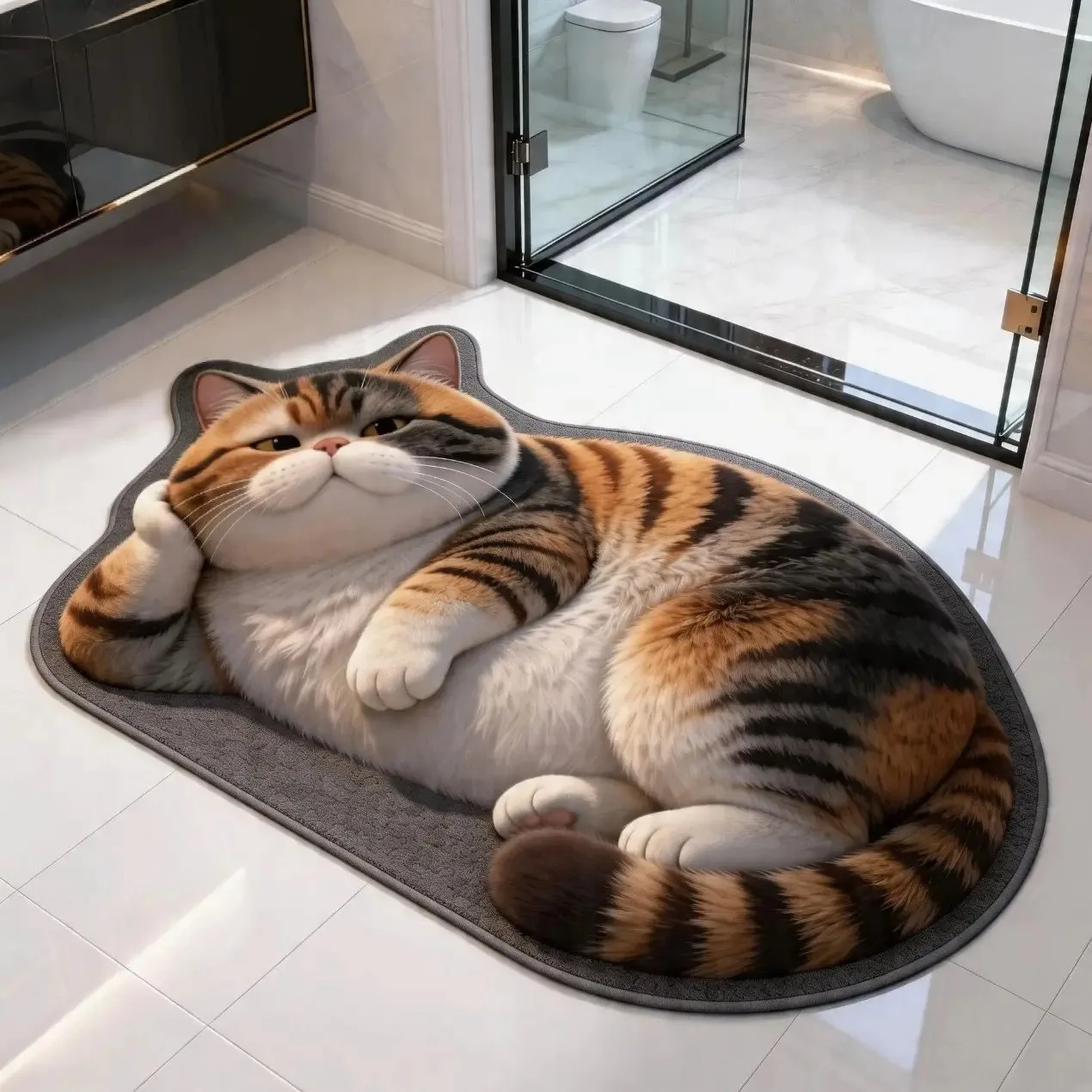 VIKAMA Cartoon Cat 3D Bathroom Floor Mat - Soft and Slip-resistant Entry Rug - Bedside Rug for Bedroom - Home Decor
