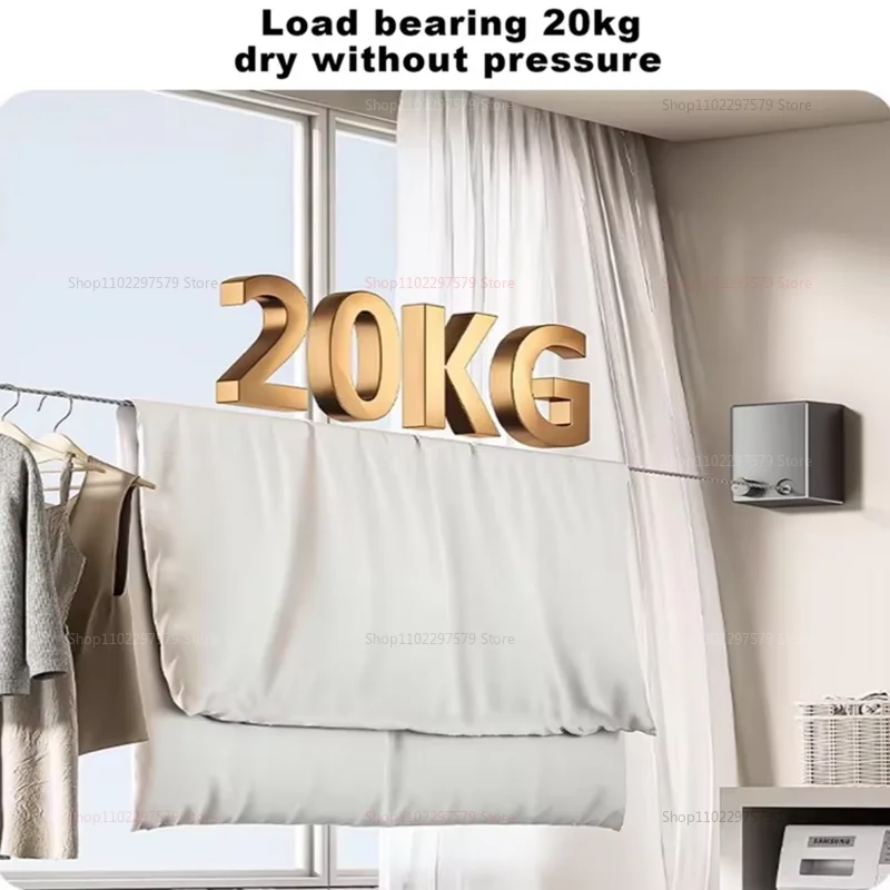 حبل الغسيل القابل للسحب من الفولاذ المقاوم للصدأ، ماكينة تجفيف الملابس، حبل موفر للمساحة، رف تجفيف الملابس للمنزل #4