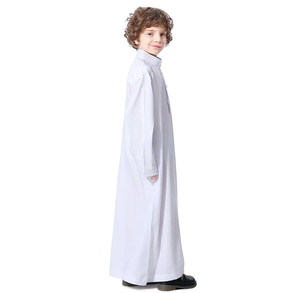 Children Robe Teens 2023 New Muslim Thawb Boys Long Sleeve Solid Color Clothes Kids 4-12 Years Folk Outfit Summer National Thobe