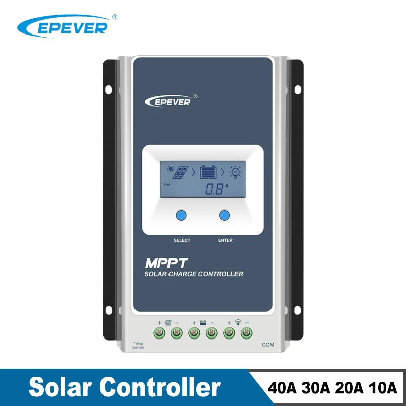 Epever MPPT Solar Charge Controller 40A 30A 20A 10A 12V 24V Auto Tracer AN Series Battery Charge Solar Panel Regulator RS485 Por