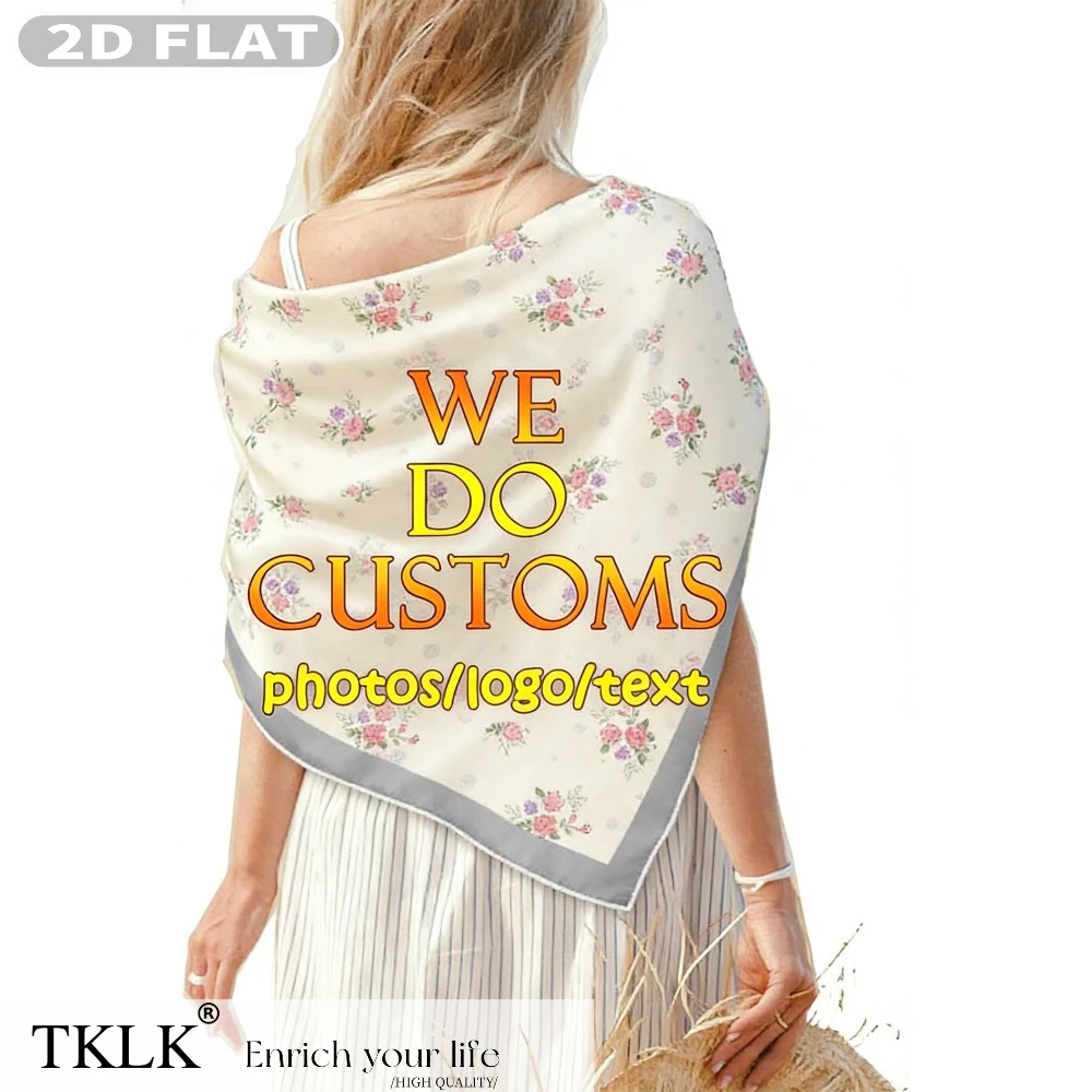Custom Scarf Square Satin Scarf, Light Silk-Like Feel, Personalized Bandana & Shawl Wrap, Versatile for Hair Band, Headscarf