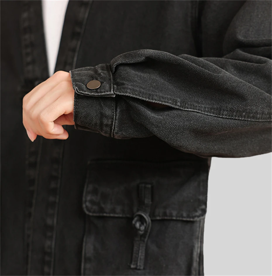 Large Size Denim Jackets Men Vintage Washed Jacket Mens Disc Buckle Loose Casual Jacket Coat for Man Spring Autumn Tang Suit 5XL