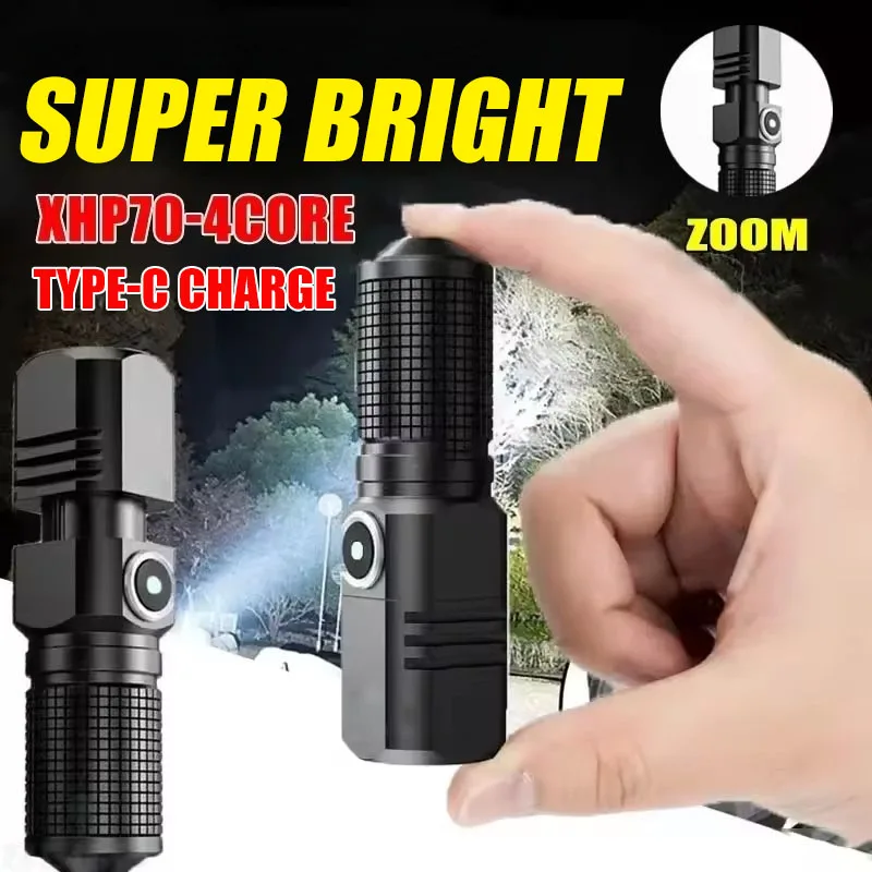 مشرق زوومابلي مصباح ليد جيب USB-C قابلة للشحن ضوء صغير 3-وضع حجم الجيب الشعلة للتخييم التنزه الصيد في حالات الطوارئ