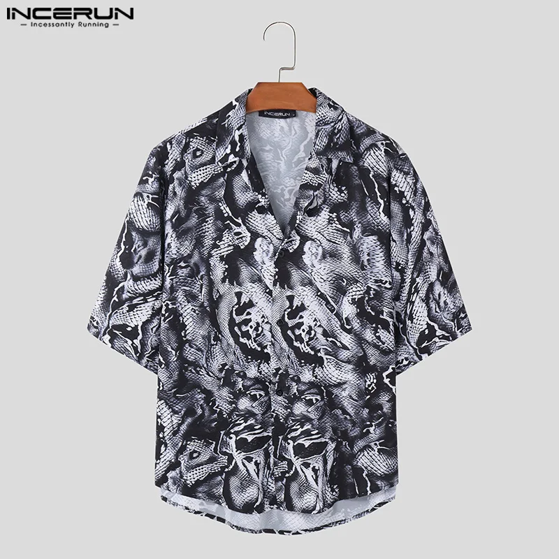 INCERUN Tops 2024 Korean Style Fashion Men's Personality Leopard Printed Shirts Casual Party Show Male Half Sleeved Blouse S-5XL