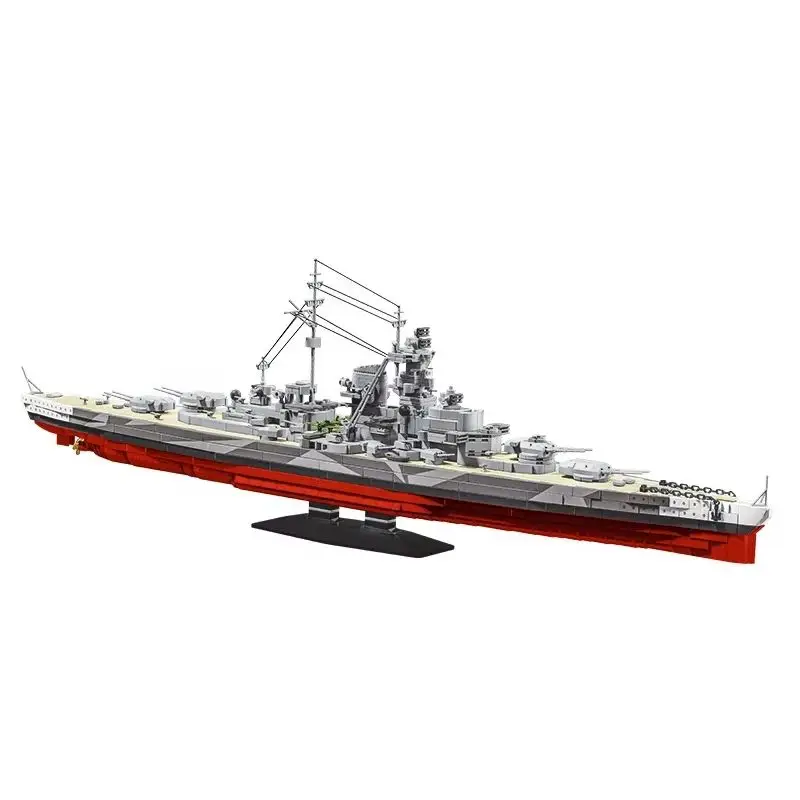 ตัวต่อเรือรบ TIRPITZ ขนาดใหญ่ 33 นิ้ว ของเล่นสงครามโลกครั้งที่ 2 อัตราส่วน 1:300 ชุดเรือรบทหาร MOC ของเล่นตัวต่อเรือสำหรับเด็กผู้ชายและผู้ใหญ่