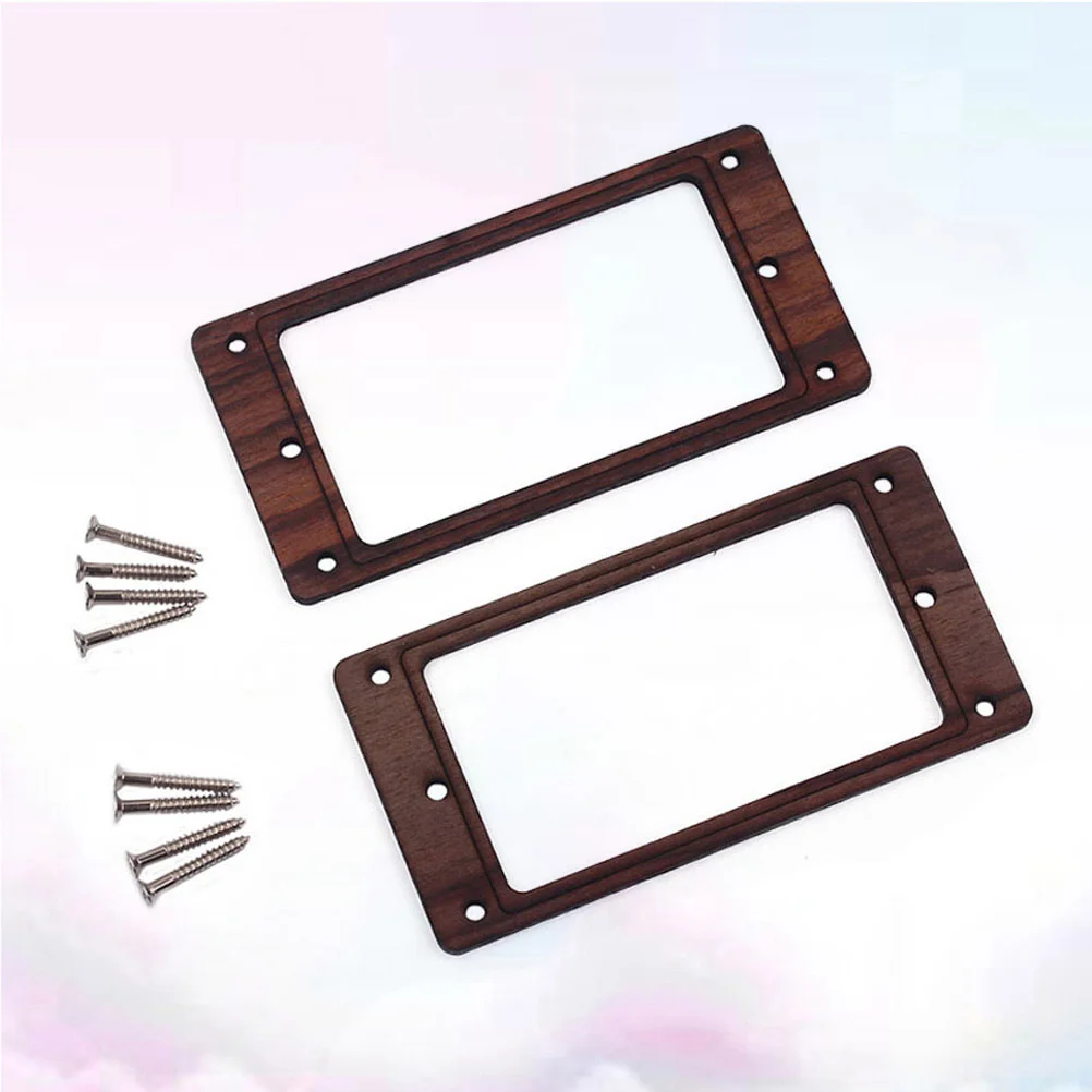 2 Pcs Guitar Luthier Parts Pickup Mounting Ring Double Coil Electric Humbucker Frame Slanted Wooden