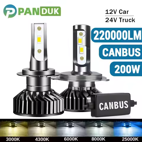 PANDUK H7 H4 Led 220000LM 200W Canbus Headlight 12V 24V H1 H8 H9 H11 9005 9006 Hb3 Hb4 Led Bulb Lamp for Car 4300K 6000K 8000K
