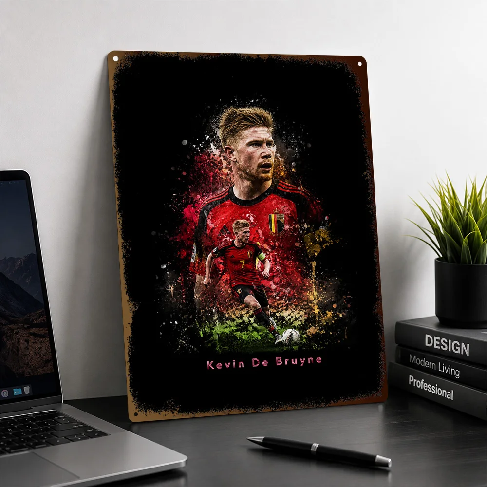 Kevin De Bruyne Football Aluminum Poster Customized Metal Tin Sign Club Legacy Style Wall Art For Collector Den And Fan Lounge