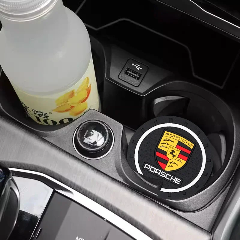 

Наклейка на автомобиль для Porsche, водонепроницаемый противоскользящий коврик, силиконовый коврик для подстаканников для Porsche Panamera, Taycan, 911, 718, Macan, Cayenne