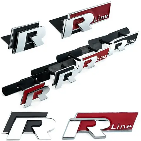 3D Metal for Volkswagen VW Rline R Golf Jetta Polo Passat B5 B6 Touareg Bora Beetle Car Grille Badge Side Trunk Emblem Sticker