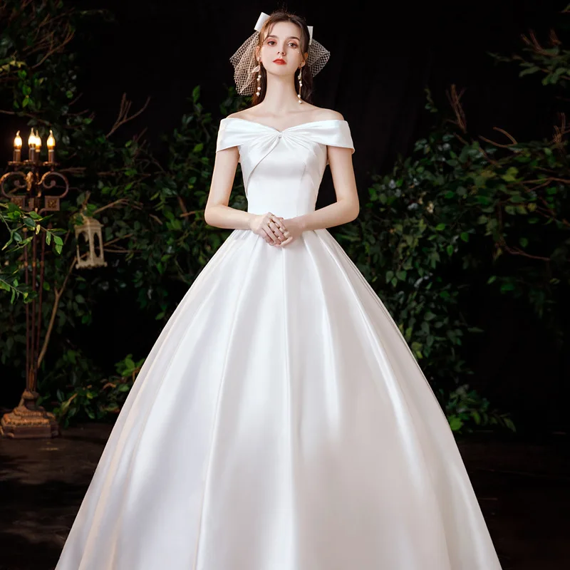 

French satin wedding dress 2026 new winter bridal minimalist dress