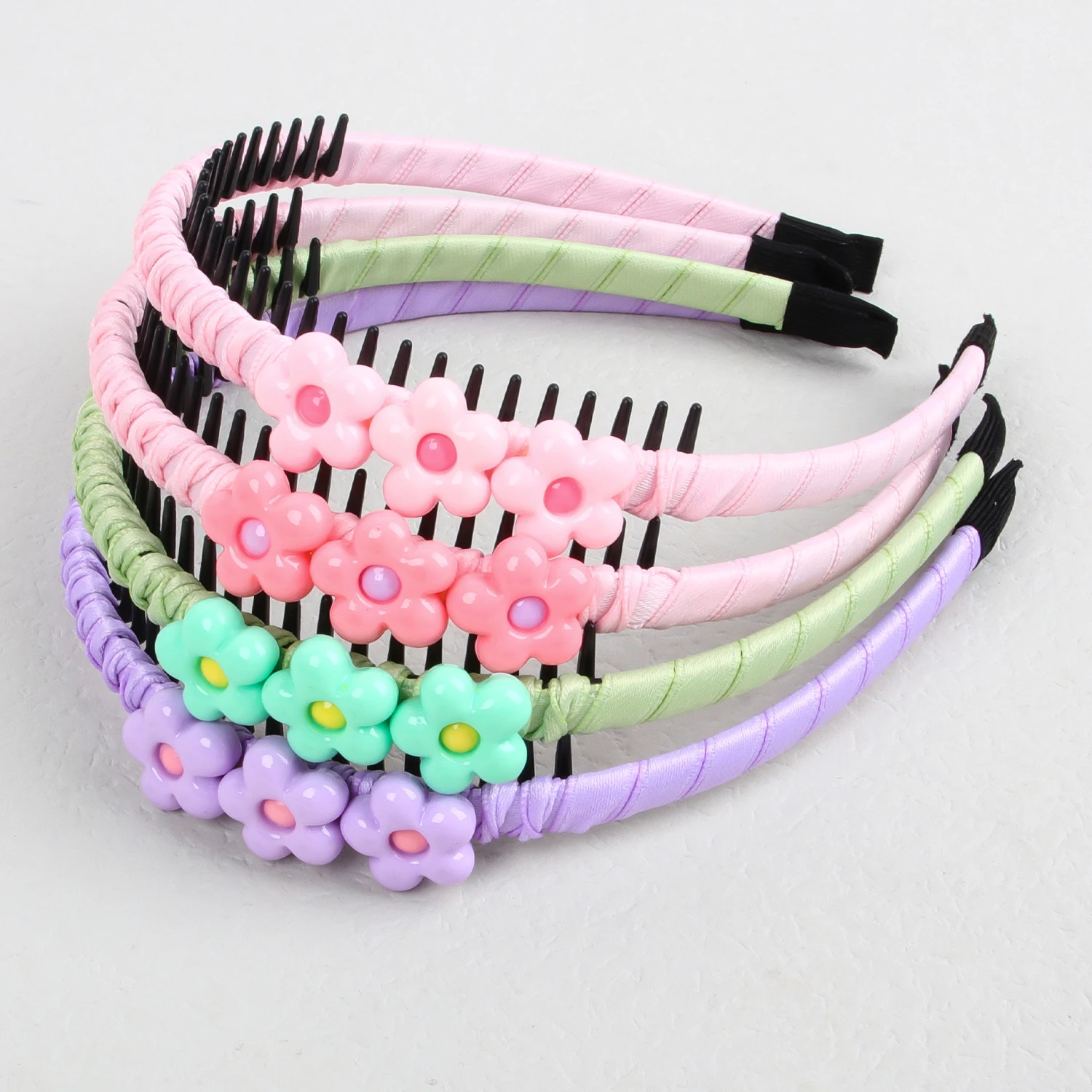 Cute Girls Flower Headbands Fabric Anti-slip Wrap Bezel With Teeth Hair Hoop Floral Hairbands For Children Kids Hair Accessories