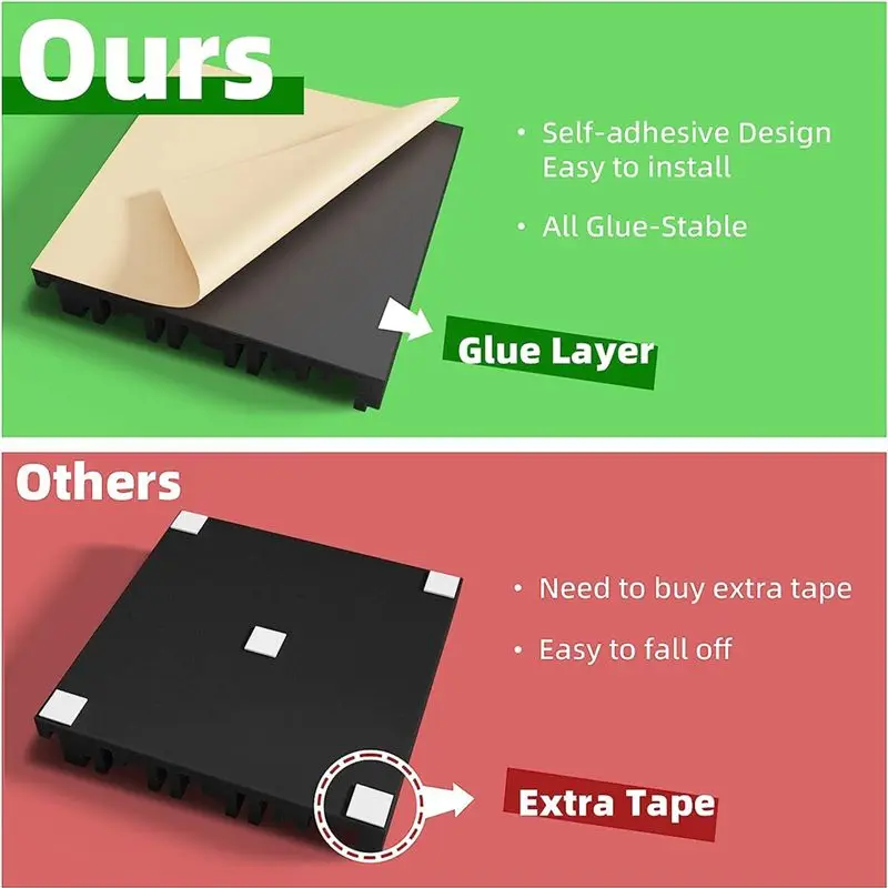 AEE3-12-pack zelfklevende geluiddichte schuimpanelen, geluidsisolerende vulling met hoge veerkracht, zwart