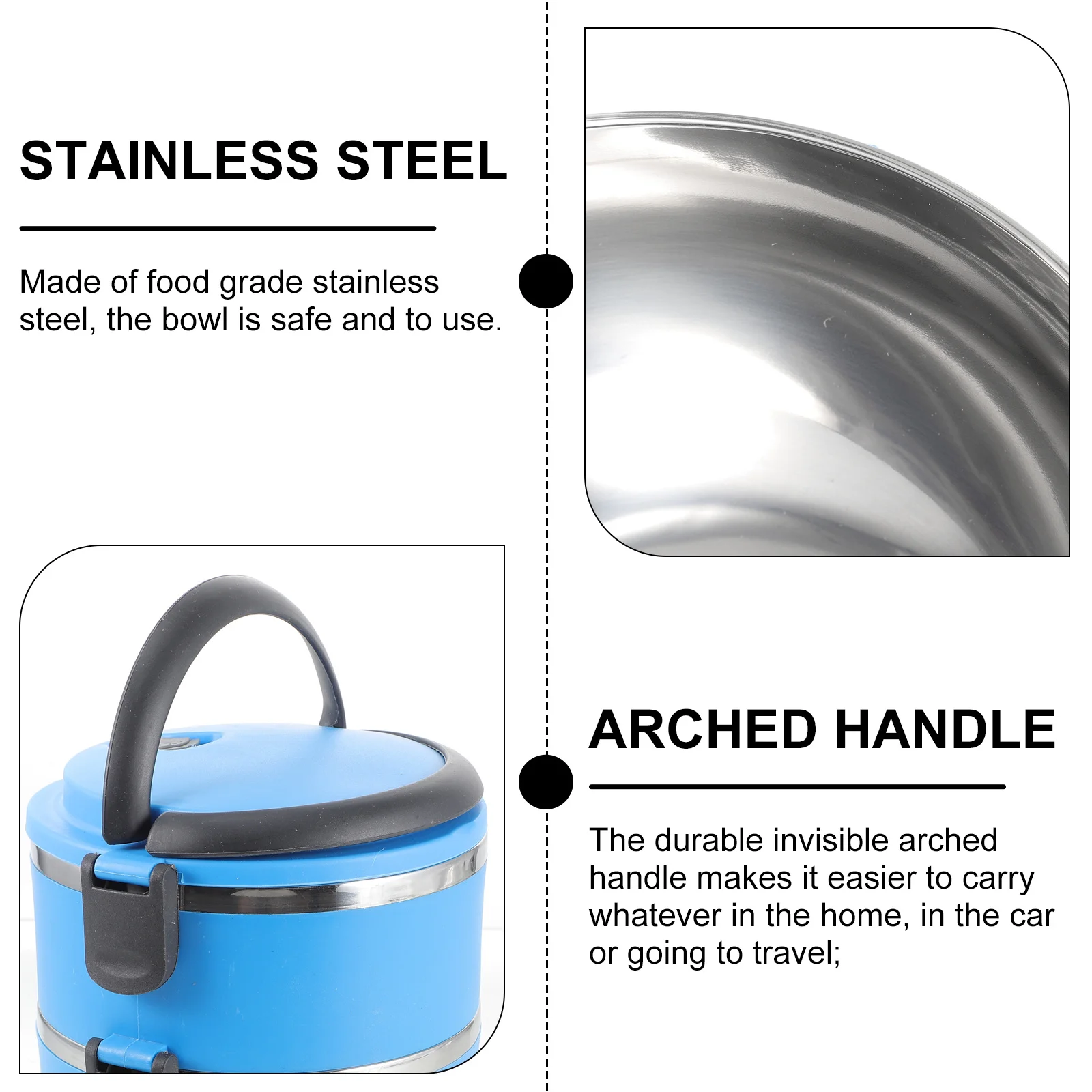 

1400Ml Pet Dog Travel Bowl Stainless Steel Double Layer Leak Proof Water Food Container Portable Handle Outdoor Use