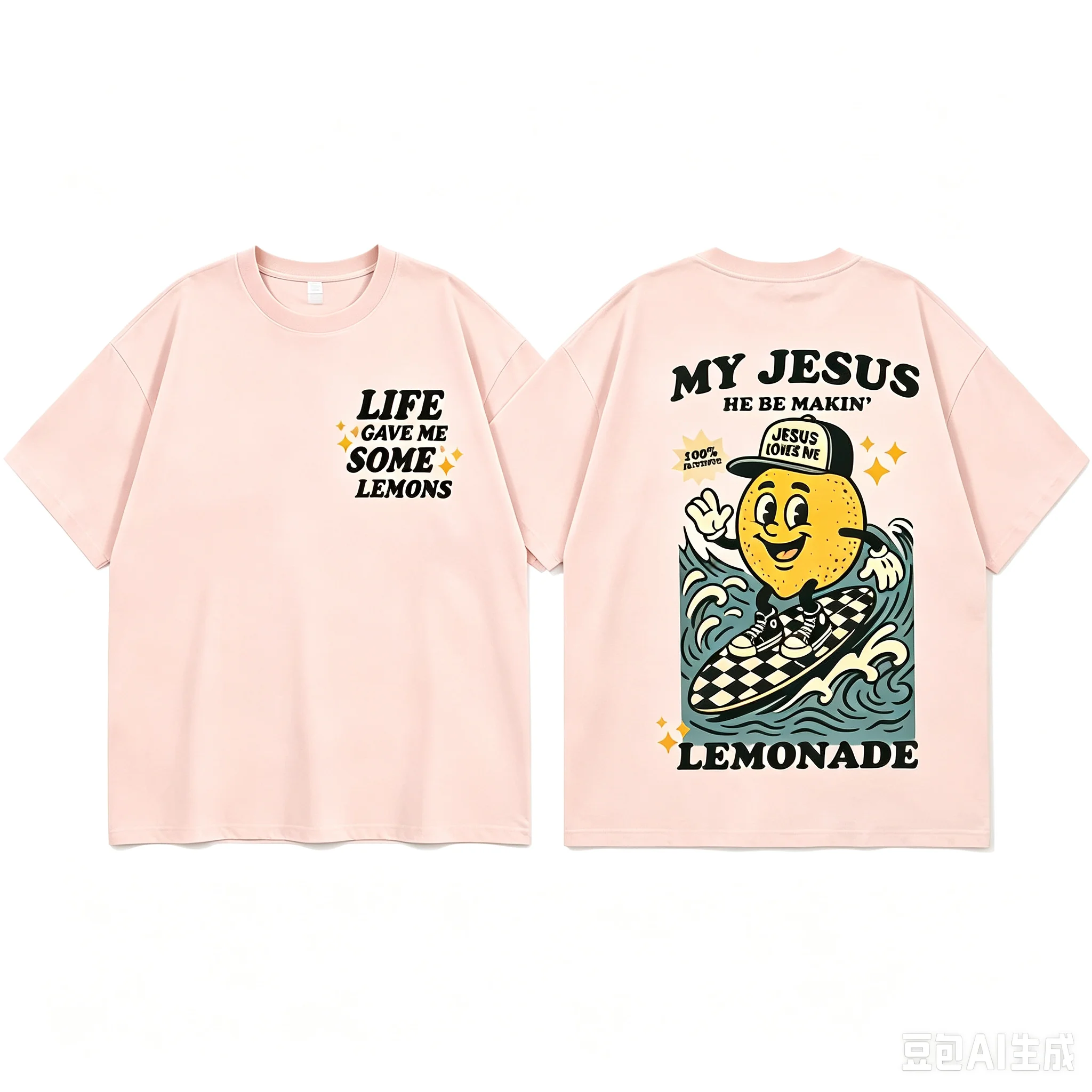 1pc Cute Lemonade Christian Life Gave Me Some Lemons Cotton T shirt Unisex Men Women Kids Streetwear Casual Short Sleeve Tops
