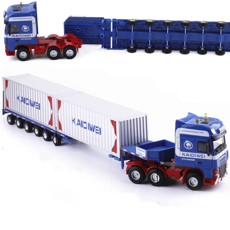 1/50 Diecast Urban Container Transport Car Model Alloy Metal Engineering Transport Truck Vehicle Semi Trailer Car Model Kids Toy