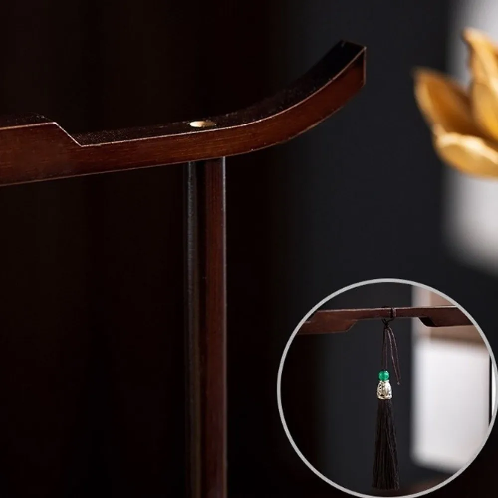 

Creative Handheld Bamboo Serving Tray Antique Traditional Snack Holder Wood Pavilion Style Dried Fruit Bowl Tea Serving