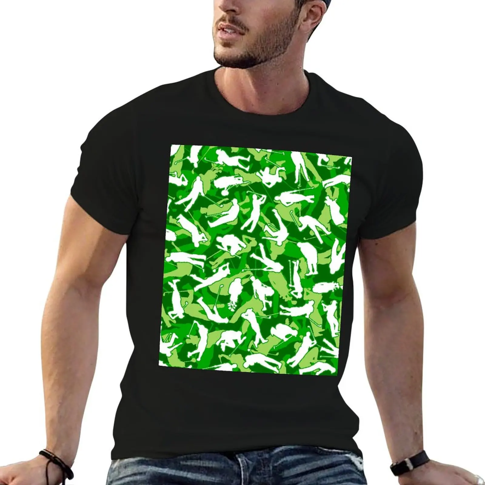 Golf Lover Pro Golfer Camo Camouflage Pattern Green T-Shirt Big Size Crew Neck T-Shirt