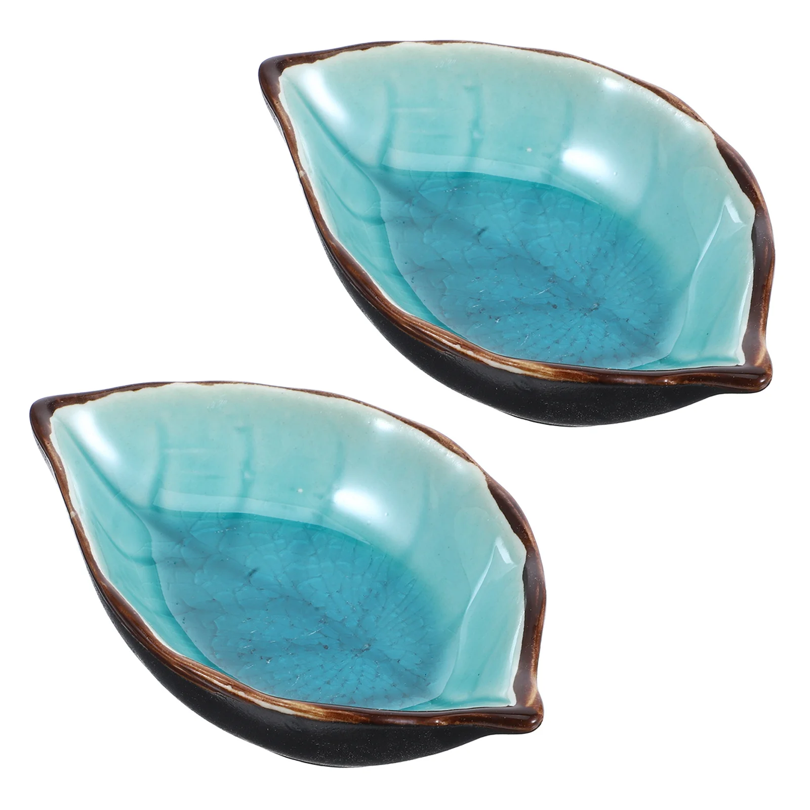 

2Pcs Leaf Shape Ceramic Spoon Holders Kitchen Counter Utensil Rest Coffee Spoon Tray Stovetop Ladle Holder Dipping Sauce Dish