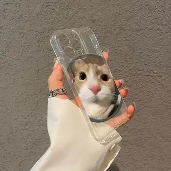 可愛大臉貓咪圖案手機殼,全包防震,適用於iPhone 16 Pro Max、15 Pro、14 Plus、13、12、11等機型。 10 最佳銷售 漂亮的iPhone手機殼 - №5