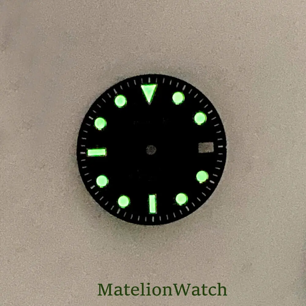 Fits NH35A Movement 29mm Black/Blue/Green Sterile Watch Dial Date Luminous