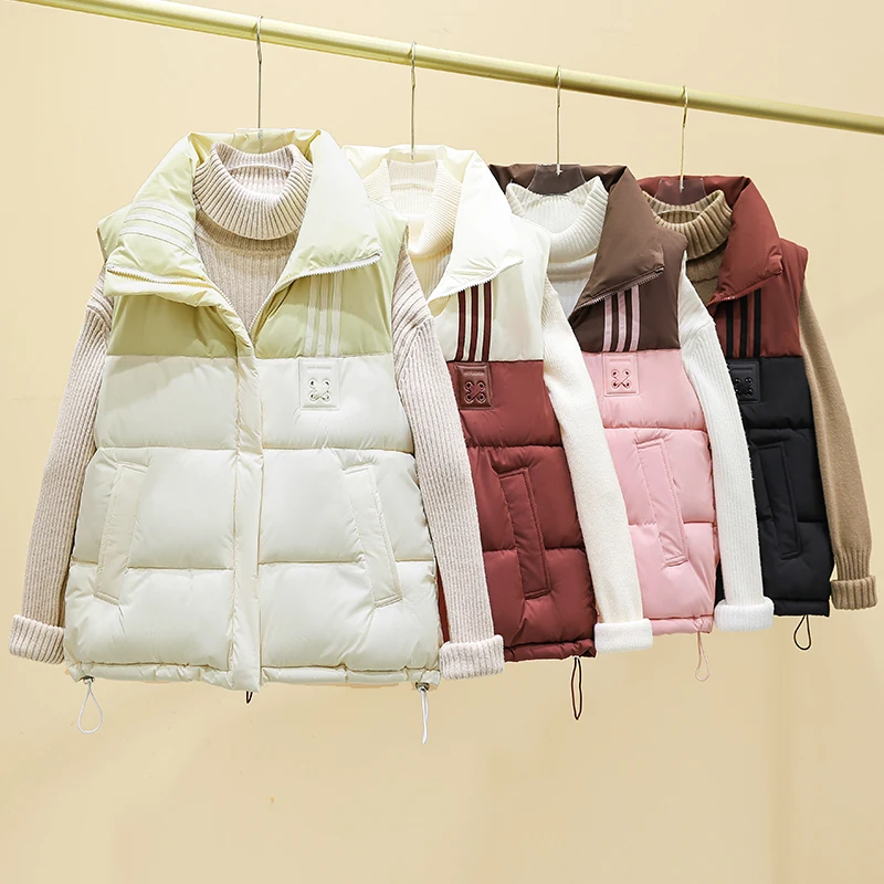 

Осенне-зимний утепленный хлопковый жилет для женщин: модный, для повседневной носки, на пуговицах и молнии, укороченный, с усиленным утеплением