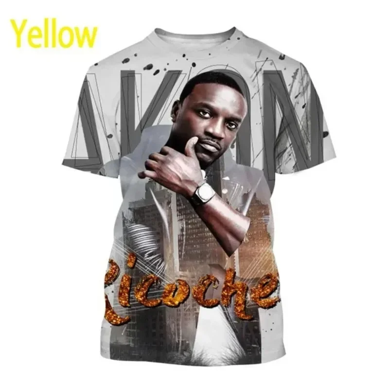 High-quality Creative Akon 3D Printed T-shirt American Rapper Singer Casual T-shirt Hip-hop Harajuku Unisex T-shirt Tee Tops