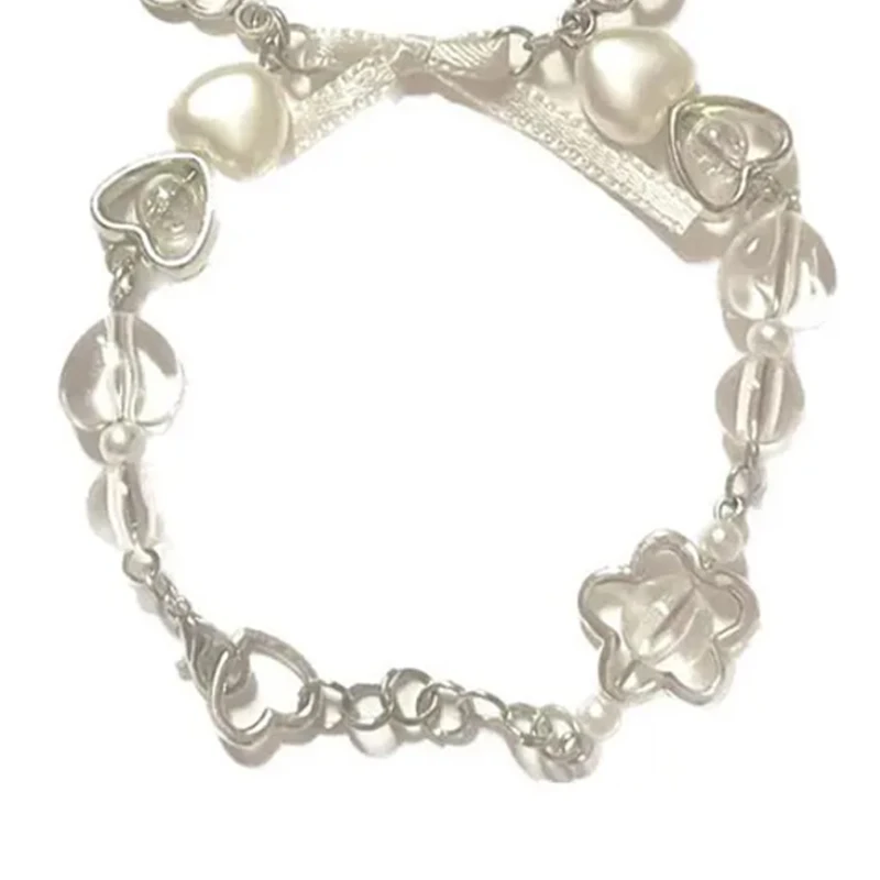 Handmade Bow Bracelet Y2K Coquettish White Fairy Tale Bracelet
